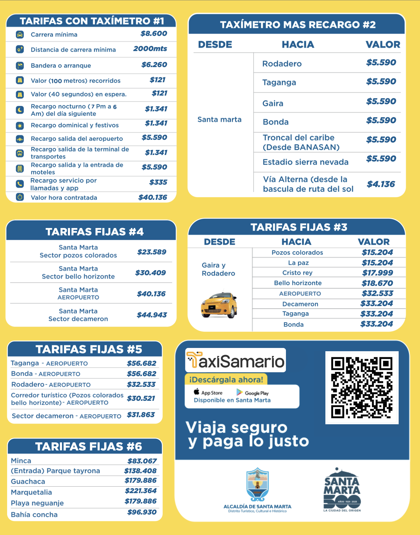 Tarifas oficiales de taxi Santa Marta 2026